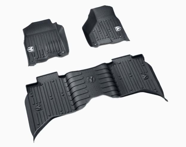 Mopar All Weather Rubber Mats, Quad Cab, Black for Ram 1500 DS Classic Body Style 82215581AB